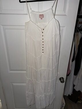 Show Me Your MuMu Cream Tiered Button-Front Maxi Dress